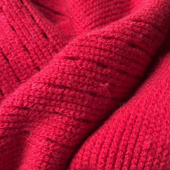 ECHO SOFT Cherry Red Scarf with Fringe & Eyelets - Picture 7 of 7